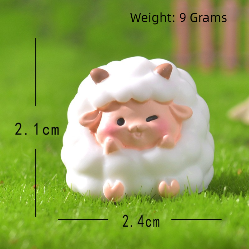 Cute Mini Resin Sheep Figurines – Set of 8 Micro Landscape & Desktop Decor (4 view 5