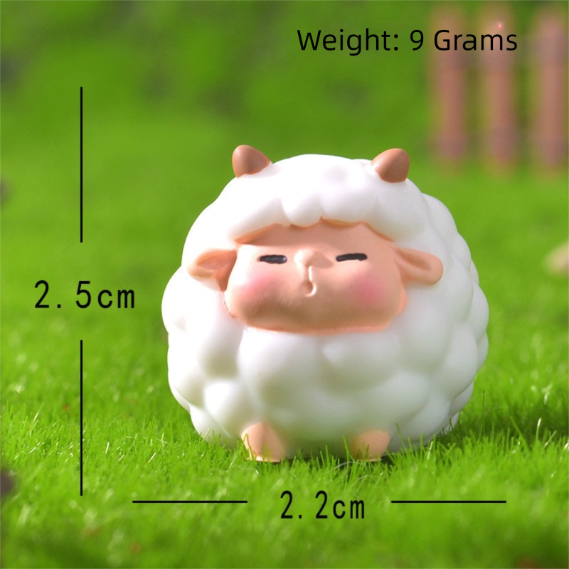 Cute Mini Resin Sheep Figurines – Set of 8 Micro Landscape & Desktop Decor (4 view 7