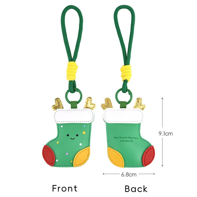 4-piece set Christmas theme Shaped PU Leather Keychains – Cute Holiday Bag view 6
