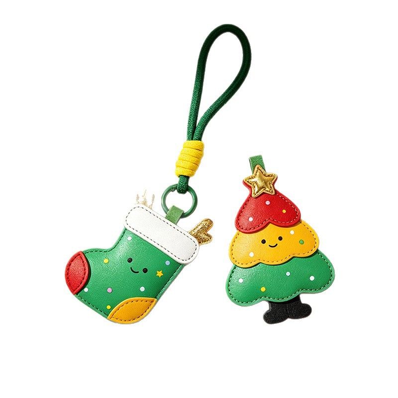 4-piece set Christmas theme Shaped PU Leather Keychains – Cute Holiday Bag view 10