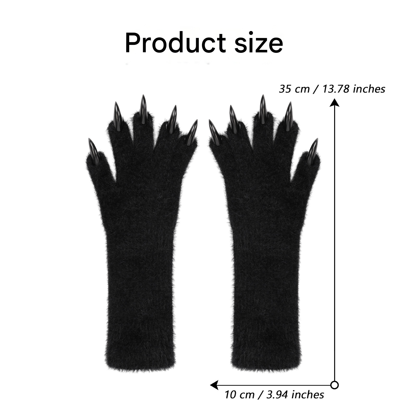 1 Pair White Realistic Long Claw Gloves – Halloween Costume Beast Paw Prop view 2