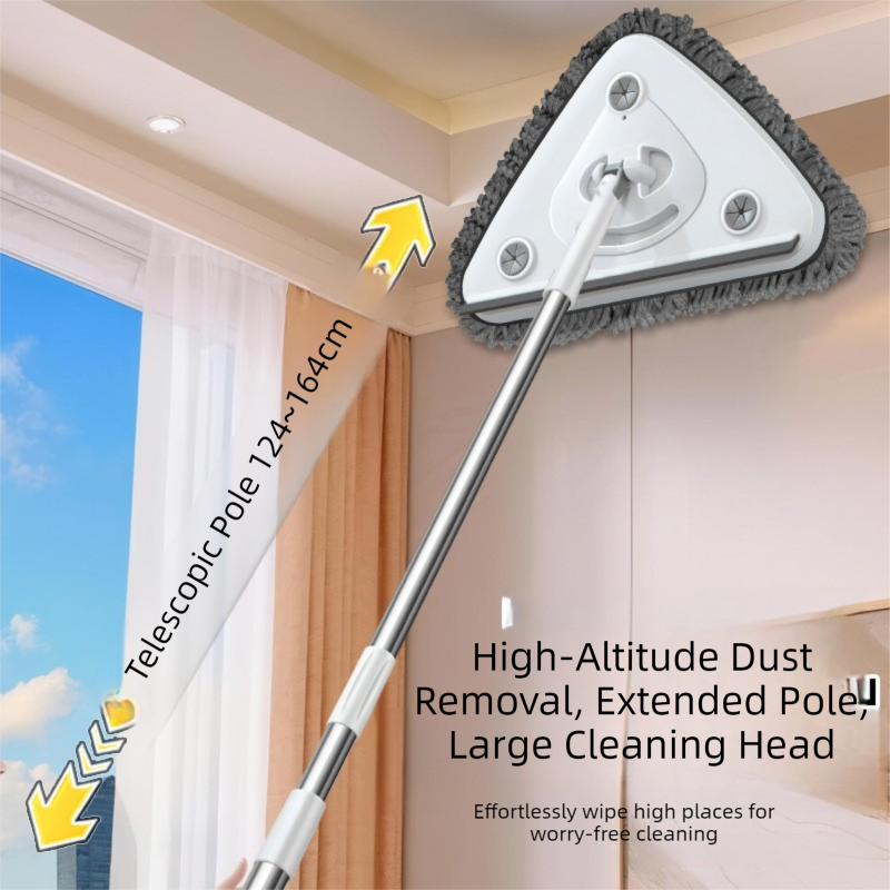 Adjustable Triangle Cleaning Mop 150cm Long Handle Window Squeegee Wall Washer view 2