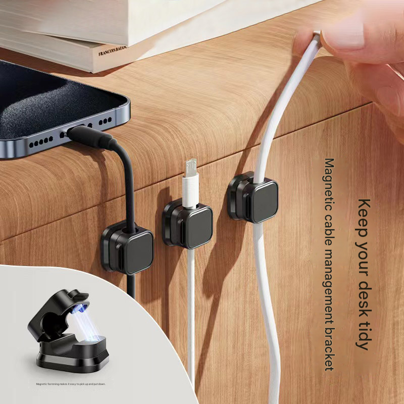 24 White Pack Magnetic Cable Organizer Clips for Desk and Car view 3