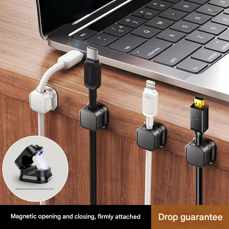 24 Black Pack Magnetic Cable Organizer Clips for Desk and Car view 5