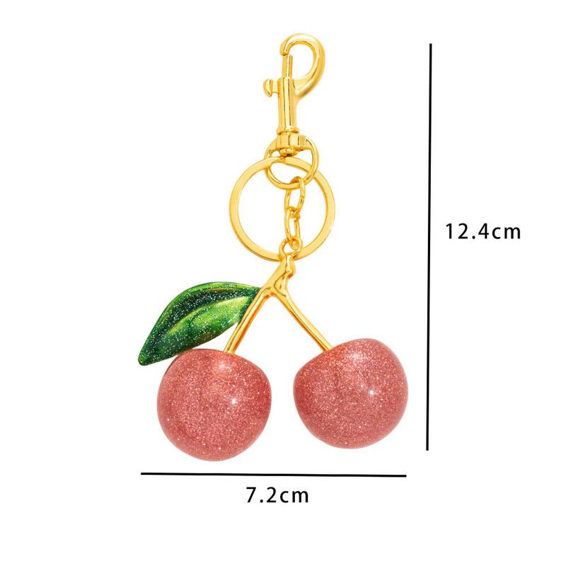 Fashionable Cherry Keychain with Fruit Pendant for Handbags and Keys Stylish