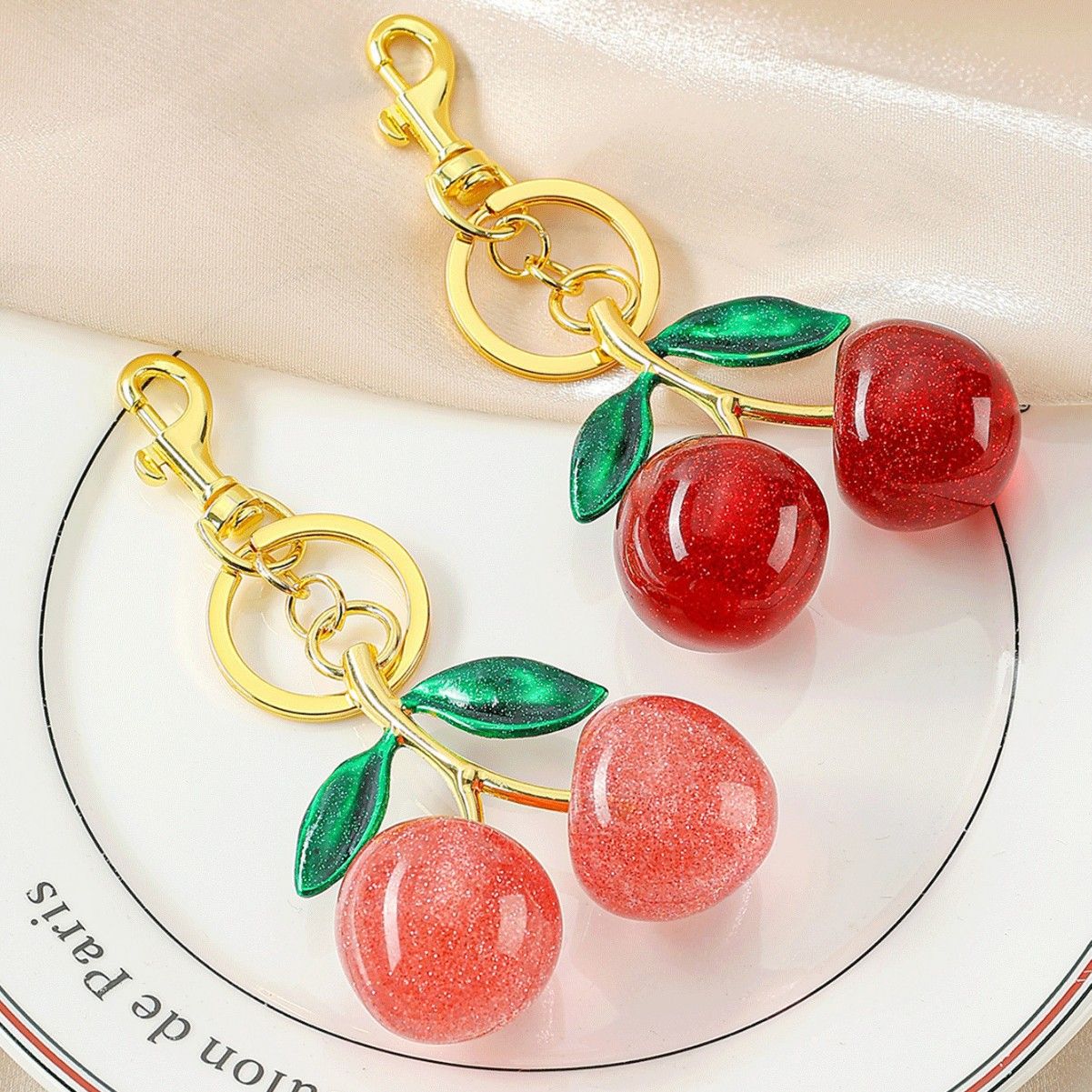 Fashionable Fashionable Cherry Keychain with Fruit Pendant for Handbags and view 3