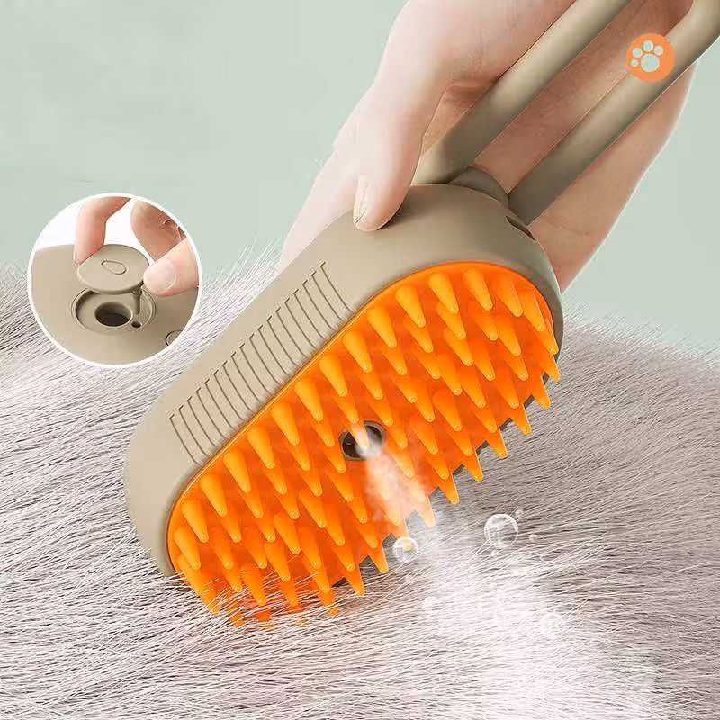 2 Pieces Khaki Pet Electric Spray Massage Comb for Dogs and Cats 3-in-1 Steam view 2