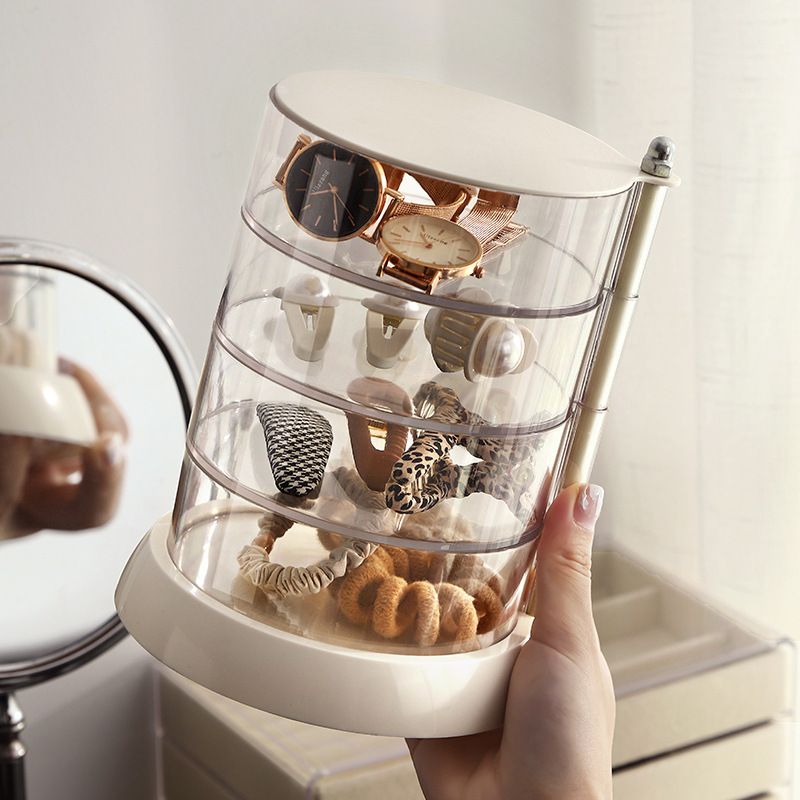Rotating Jewelry Storage Box Transparent Multi-Compartment Design for Earrings view 2