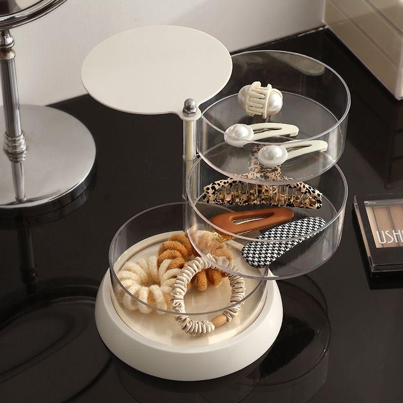 Rotating Jewelry Storage Box Transparent Multi-Compartment Design for Earrings view 3
