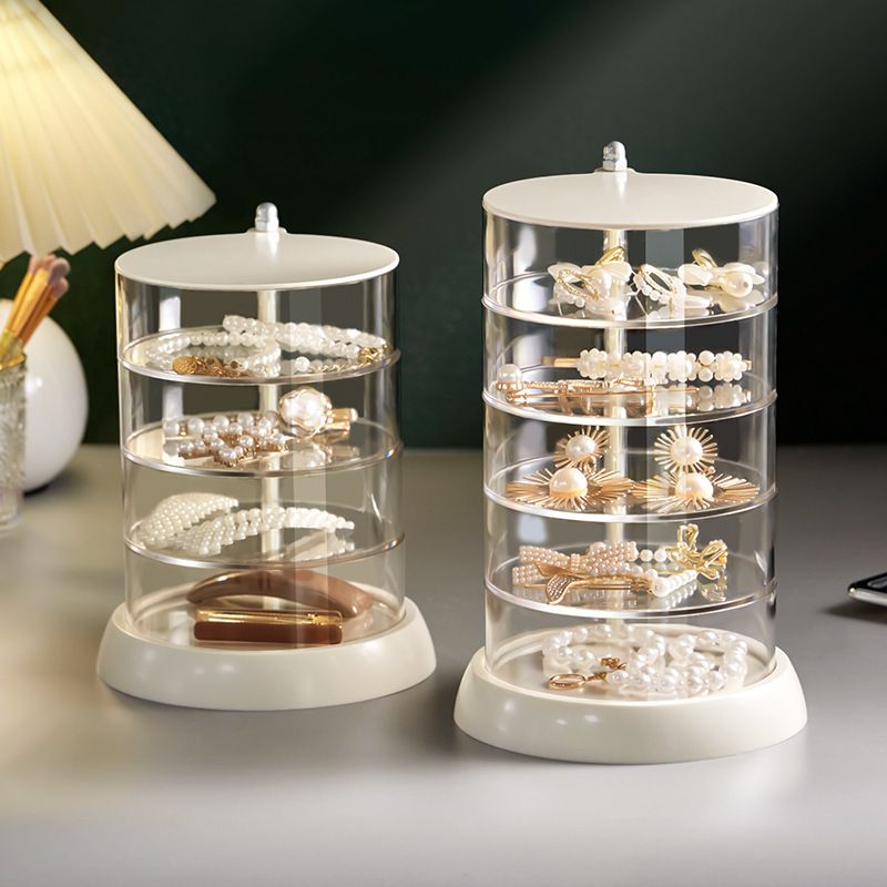 Rotating Jewelry Storage Box Transparent Multi-Compartment Design for Earrings view 4
