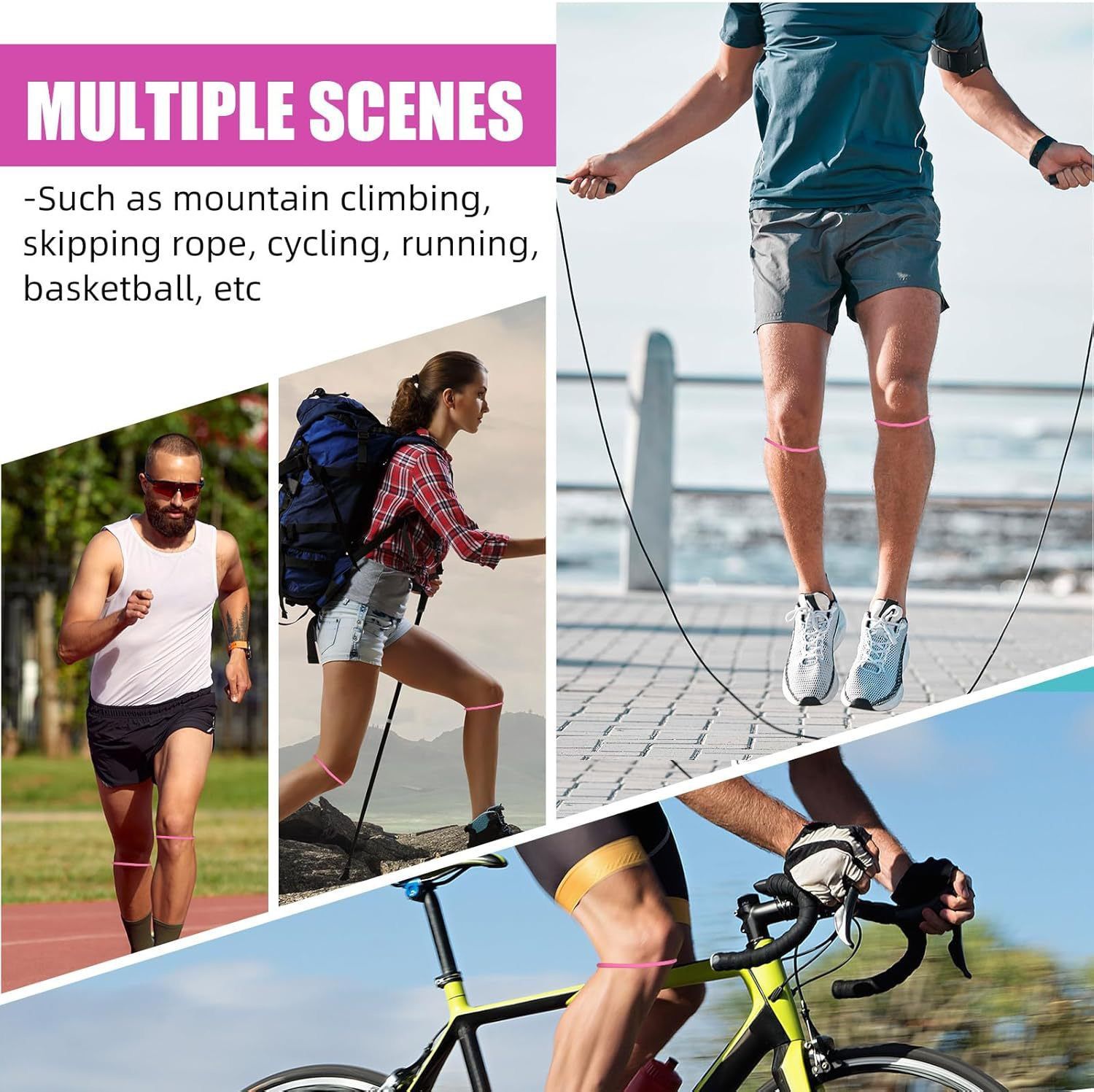 5 Pairs Grey Patellar Tendon Silicone Stabilizer Knee Straps for Running and view 2