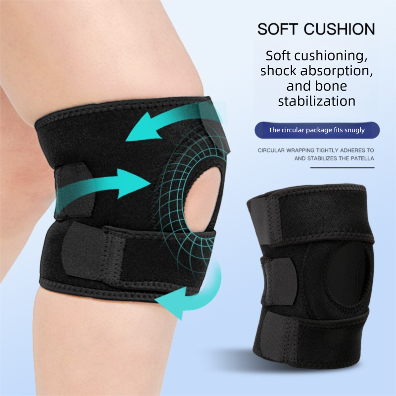 Black Upgraded Sport Knee Pads with Dual Spring Support and Shock Absorption view 4