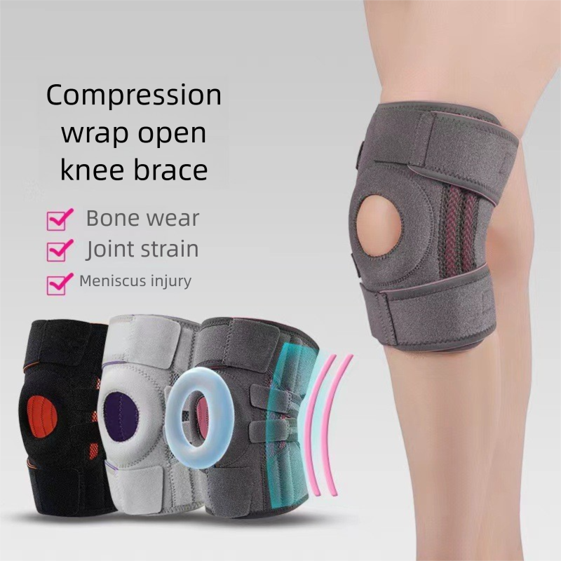 Grayish pink Adjustable Open Patella Knee Brace with Spring Support and view 5