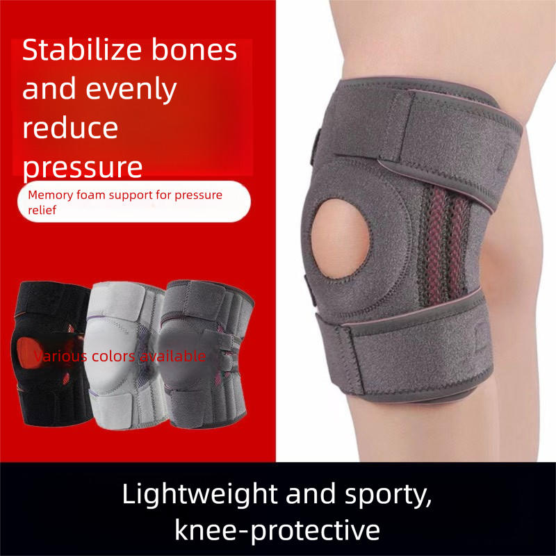 Black and orange Adjustable Open Patella Knee Brace with Spring Support and view 4
