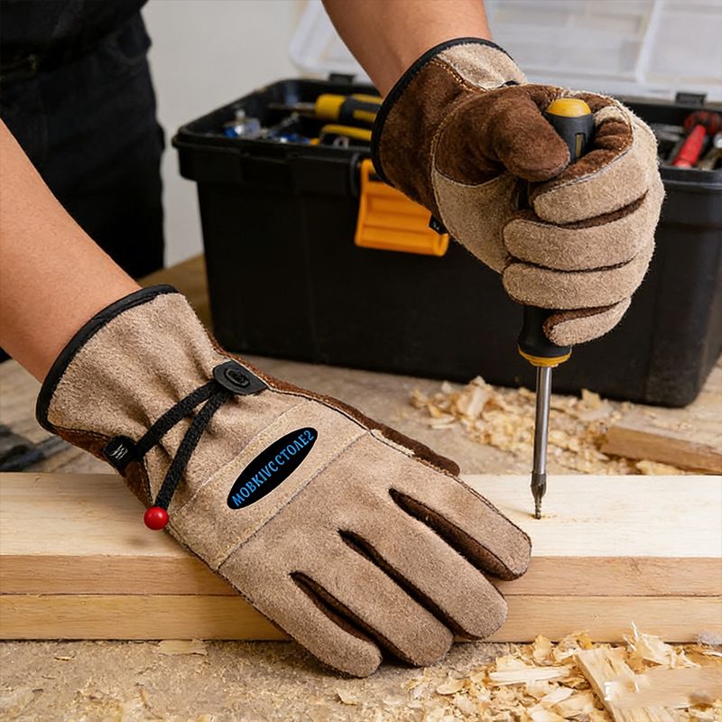 Size S Durable Cowhide Work Gloves for Welding Gardening and Outdoor Camping view 5