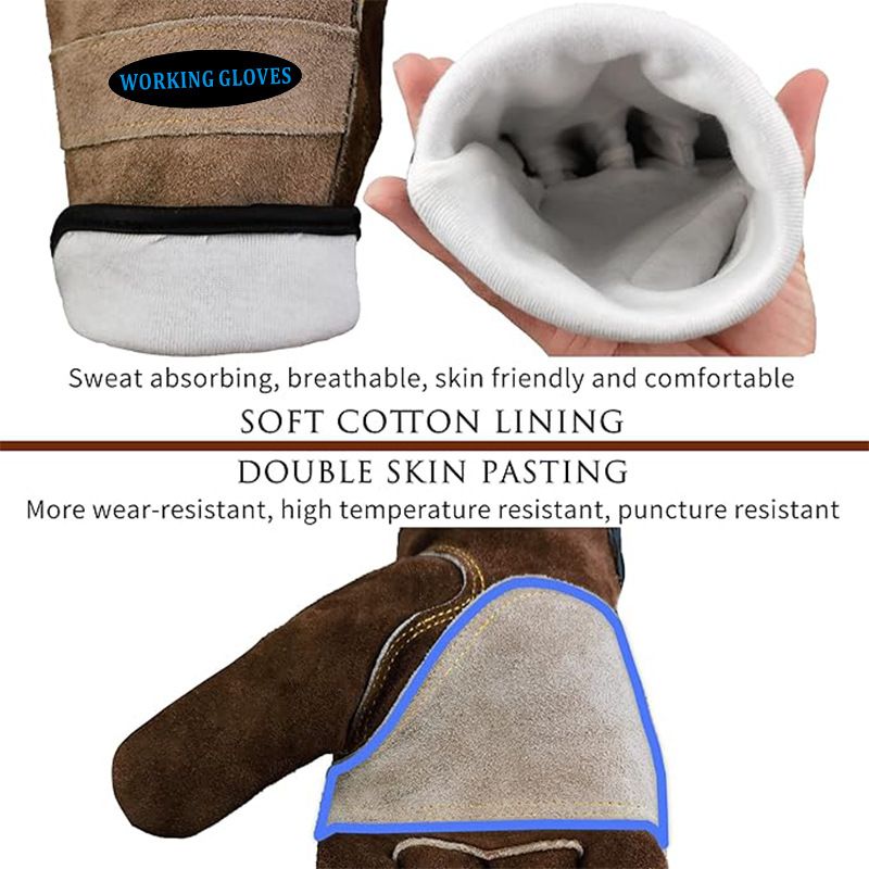 Size M Durable Cowhide Work Gloves for Welding Gardening and Outdoor Camping view 2