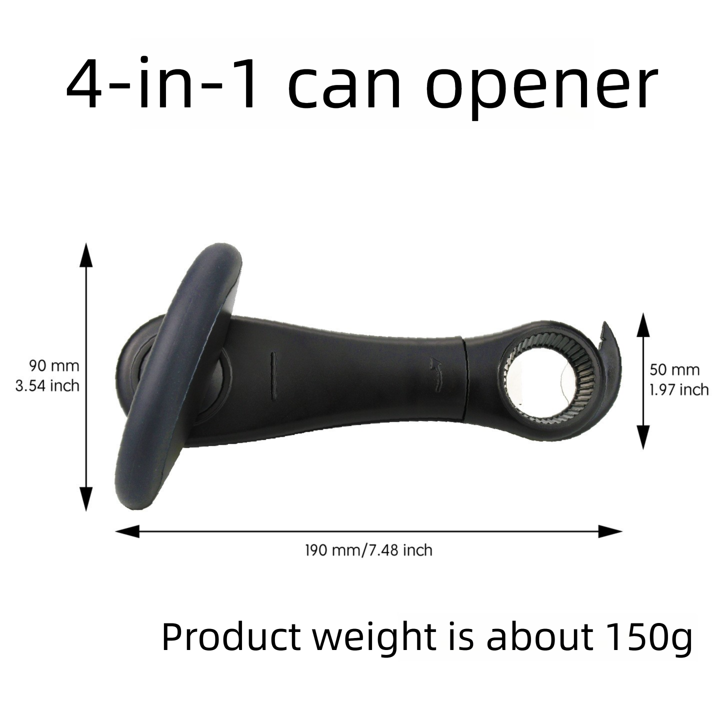 Black Multifunctional Manual Can Opener with Safe Smooth Edge Cutting view 5