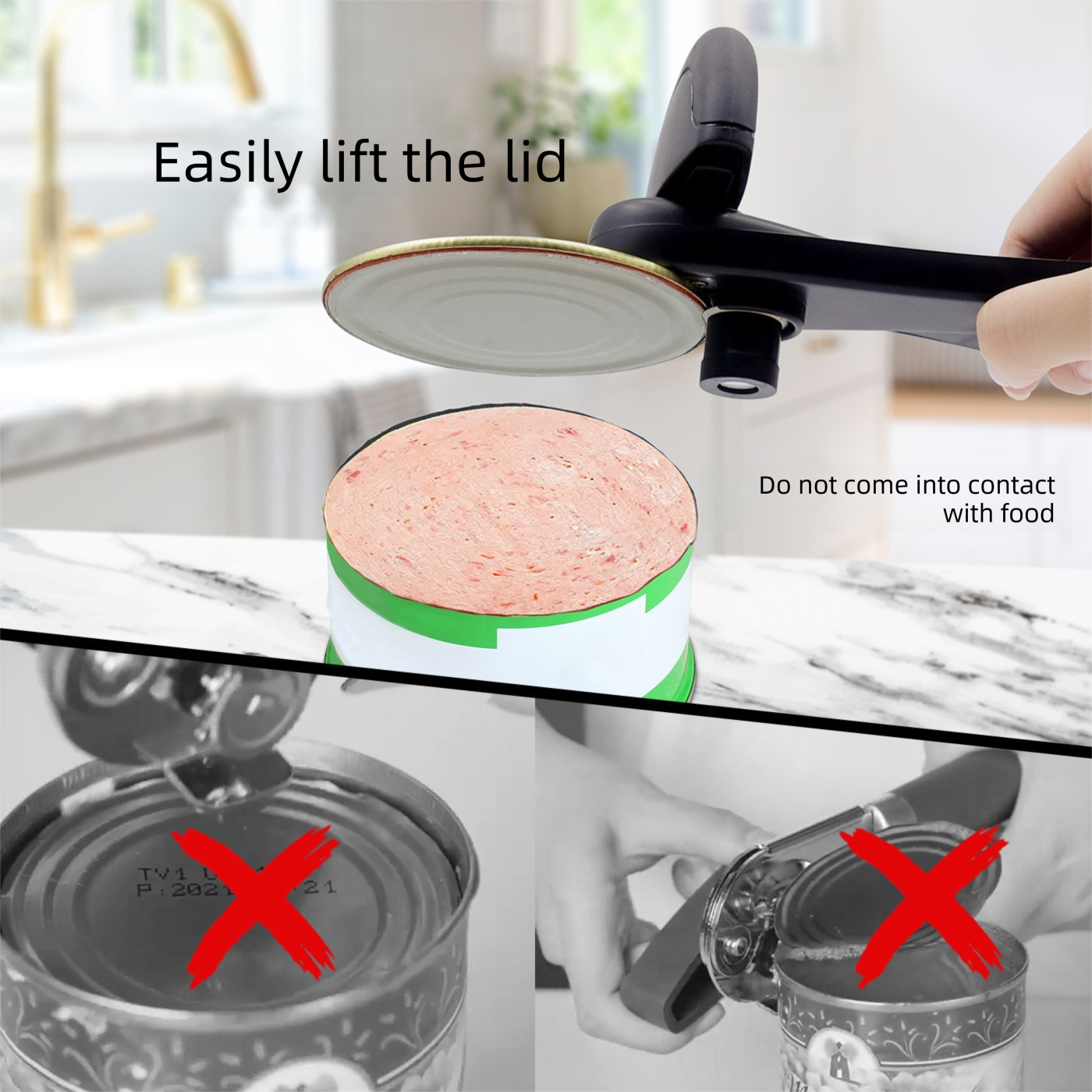 Red Multifunctional Manual Can Opener with Safe Smooth Edge Cutting view 4