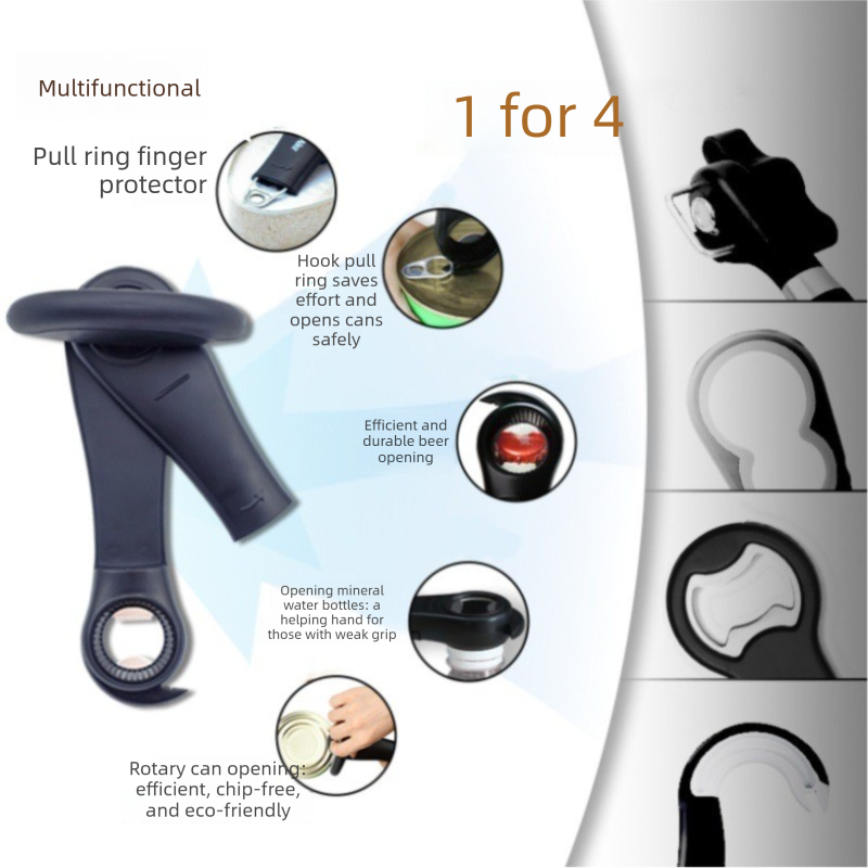 Blue Multifunctional Manual Can Opener with Safe Smooth Edge Cutting view 2