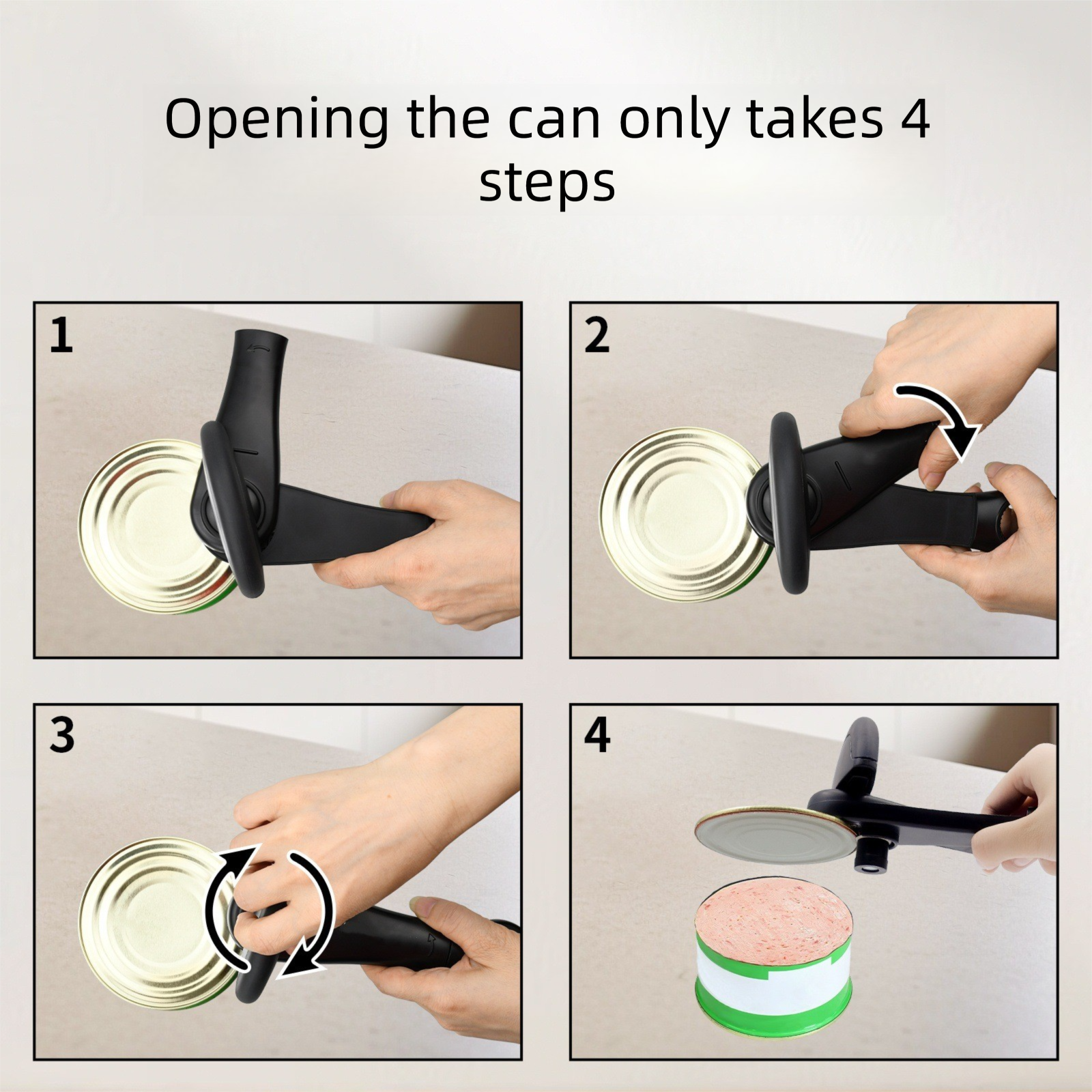Blue Multifunctional Manual Can Opener with Safe Smooth Edge Cutting view 3