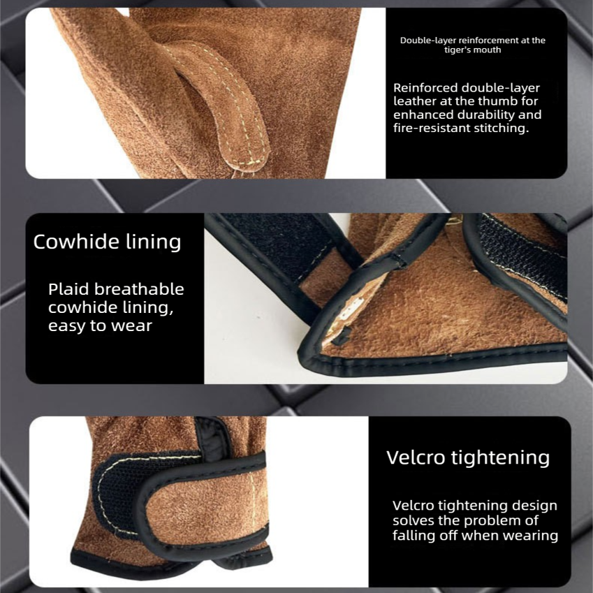Size M Heavy-Duty Cowhide Protective Gloves with Heat Resistant and Wear-Proof view 5