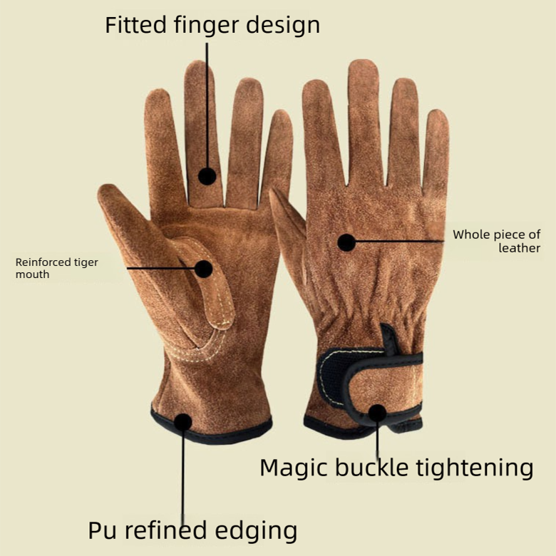 Size L Heavy-Duty Cowhide Protective Gloves with Heat Resistant and Wear-Proof view 4