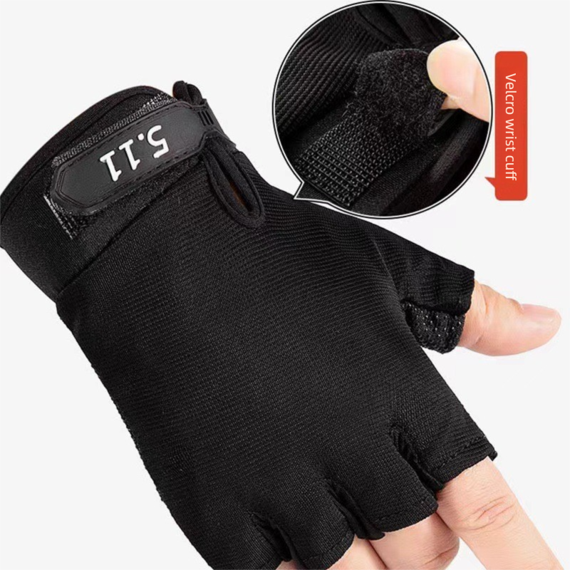 Green Tactical Half Finger Gloves with Hard Knuckle Protection - Non-Slip view 2