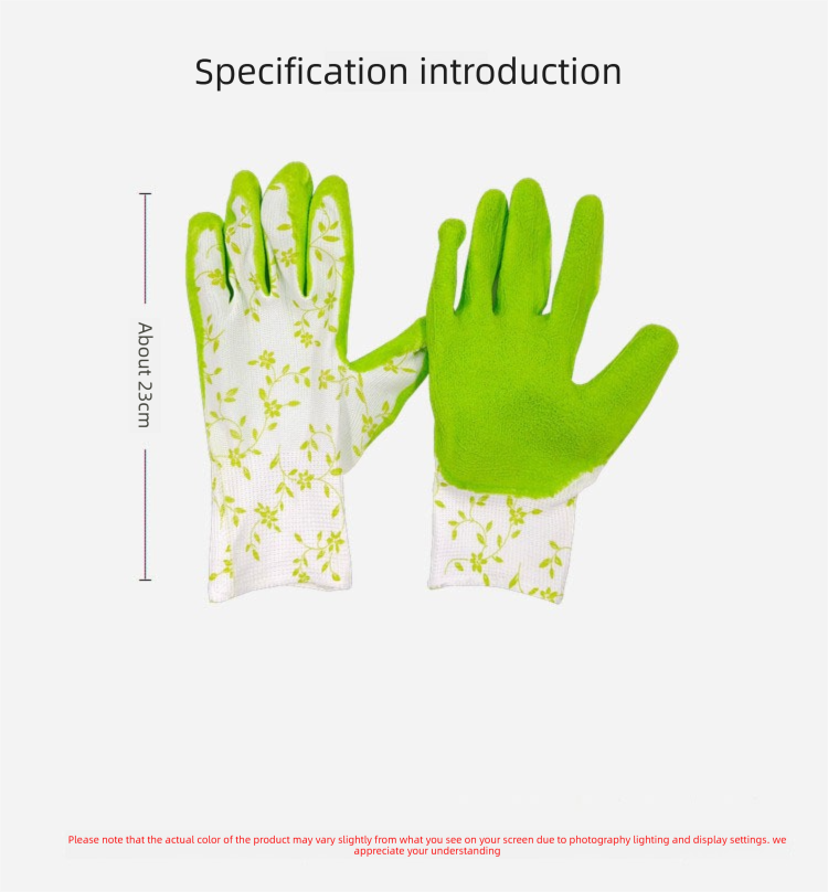 4 Pairs Red, green, blue, purple Gardening Gloves with Breathable Latex view 5