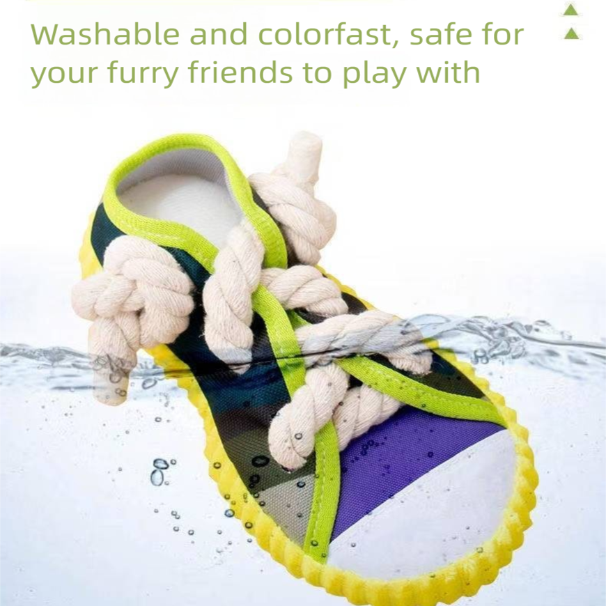 Purple Squeaky Canvas Shoe Dog Toy - Durable Realistic Sneaker Design for view 3