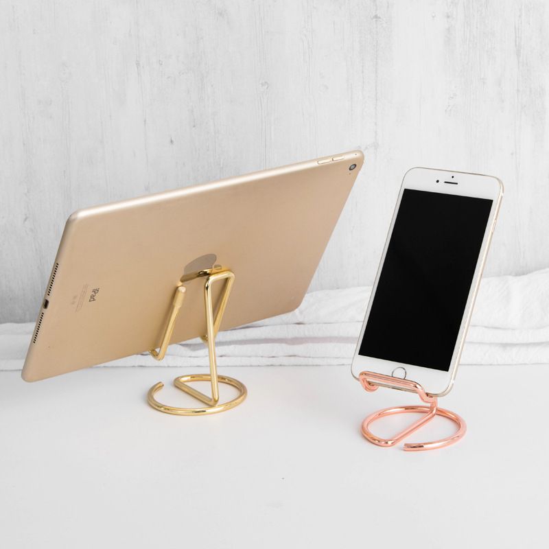 2-Pack Gold Universal Aluminum Phone Stand - Minimalist One-Piece Metal Tablet view 4