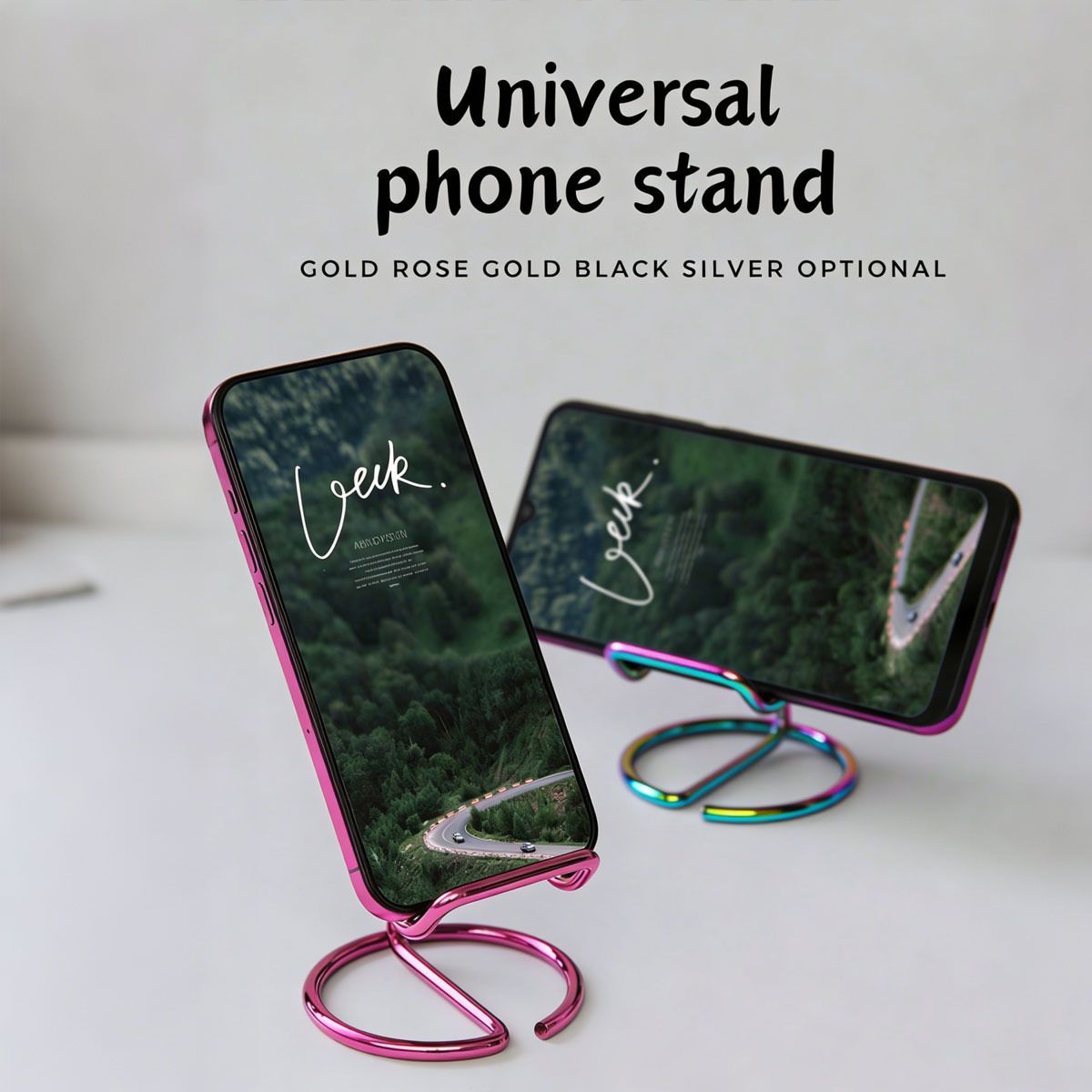 2-Pack Pink Universal Aluminum Phone Stand - Minimalist One-Piece Metal Tablet view 2