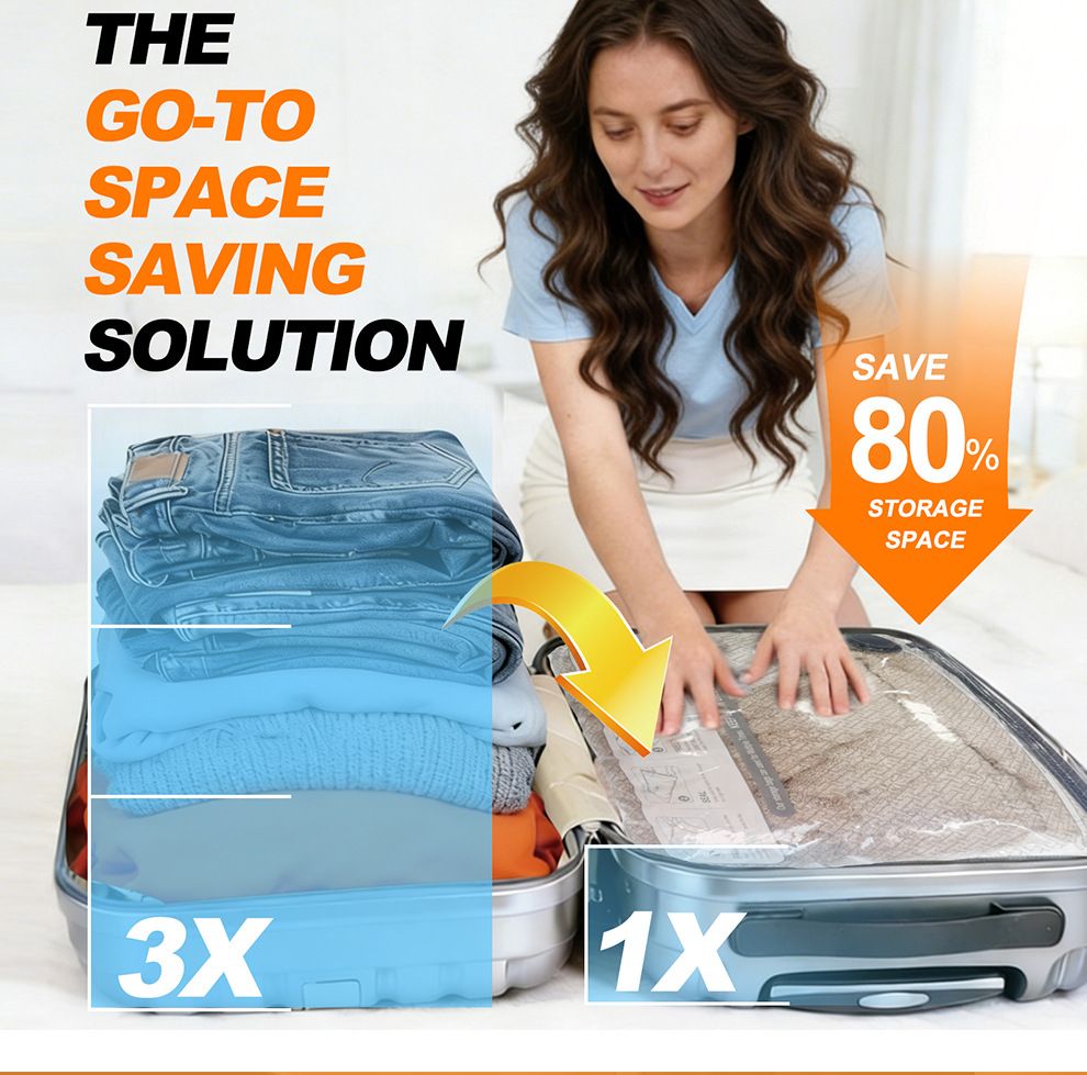 Six Vacuum Storage Bags Set with Hand Pump - Space Saving Compression Bags for view 3