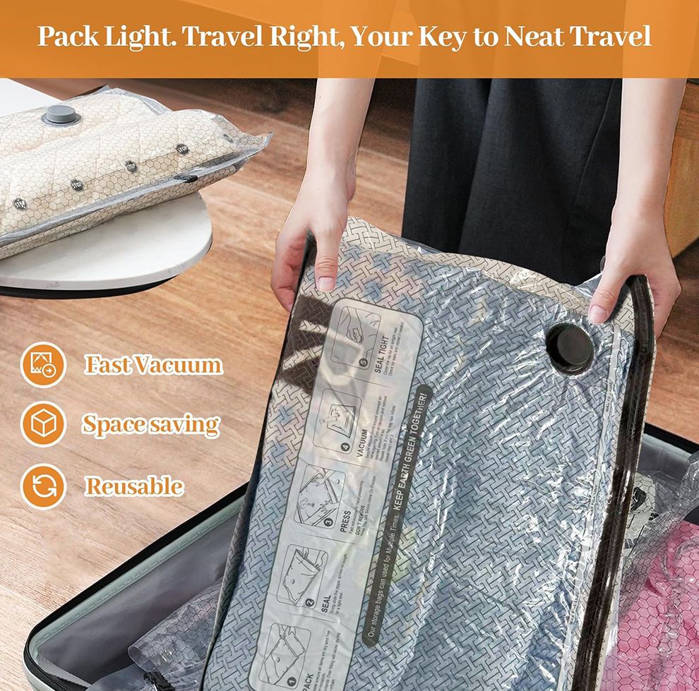 Six Vacuum Storage Bags Set with Hand Pump - Space Saving Compression Bags for view 4