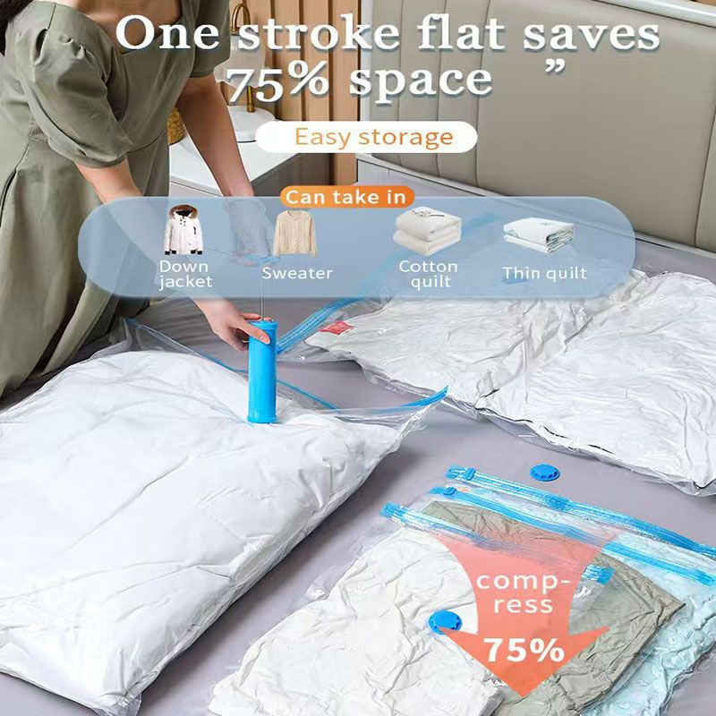6-Piece Vacuum Storage Bags Set with Hand Pump - Multi-Size Space Saver for Quilts view 3