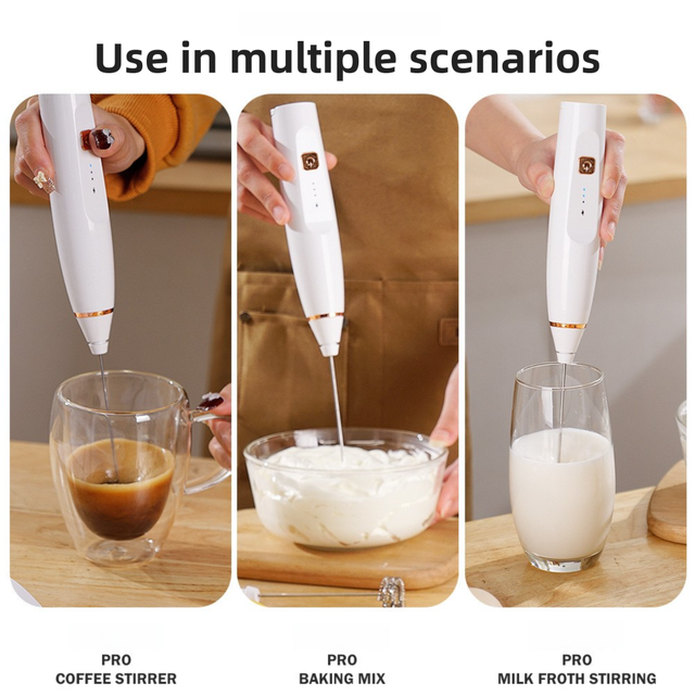 Blue Wireless 3-Speed Milk Frother & Egg Whisk with Dual Mixing Heads & Hidden view 5