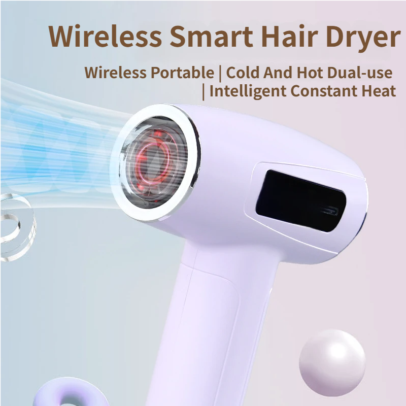 Pink Cordless Ionic Constant Heated Hair Dryer with LCD Display & 9 Wind view 2