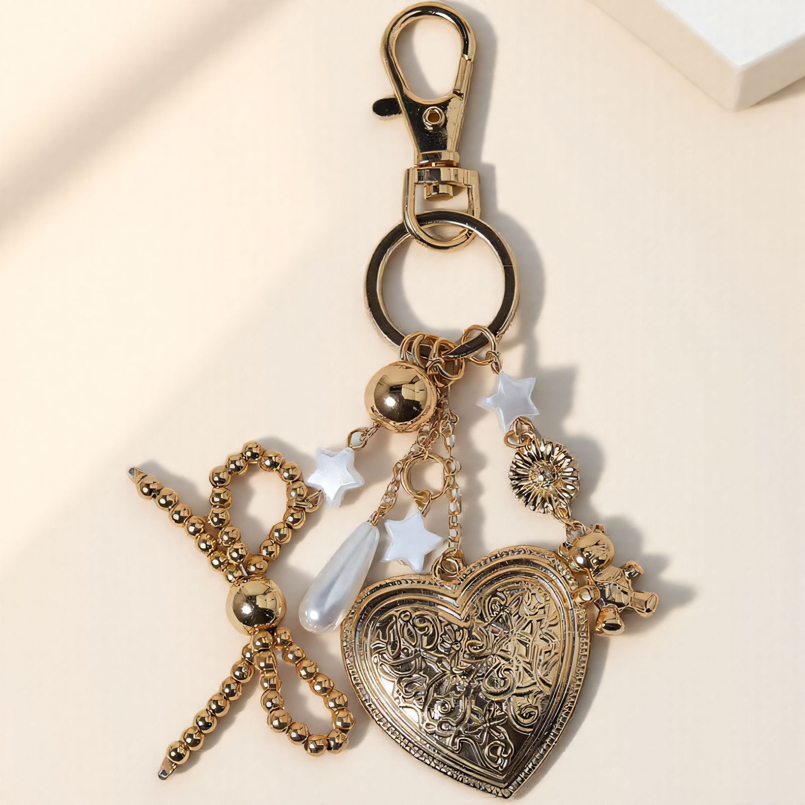 #3544 Bohemian Vintage Metal Keychain Bag Charm - Handcrafted Lucky Ethnic Bag