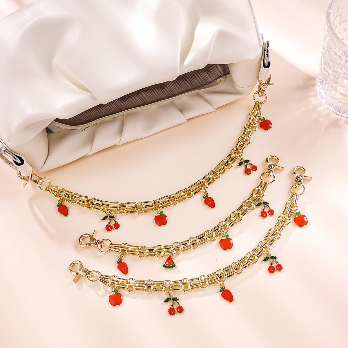 #3082 3-Layered Bohemian Vintage Ceramic Fruit Keychain Bag Charm