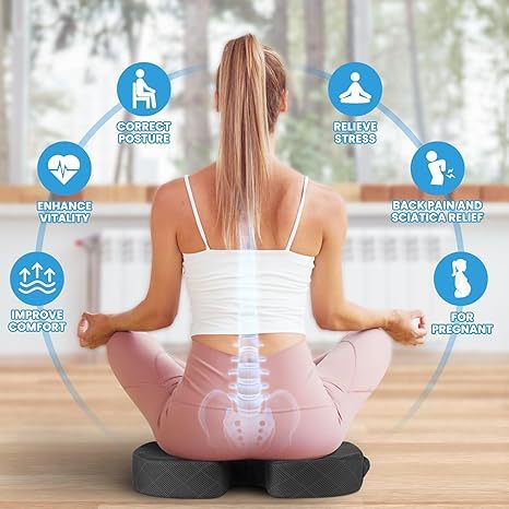 Grey Ergonomic Memory Foam U-Shaped Seat Cushion - Breathable Orthopedic view 3