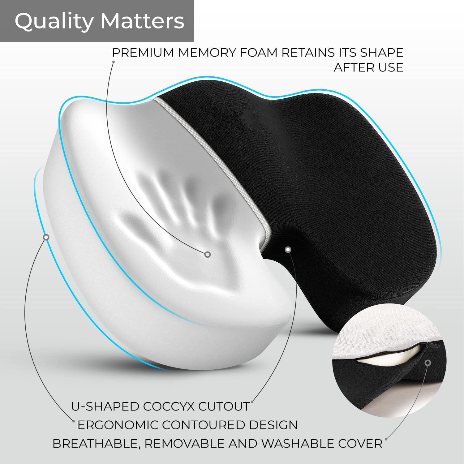 Ergonomic Memory Foam Seat Cushion & Lumbar Support Set - Soft Crystal Velvet view 4