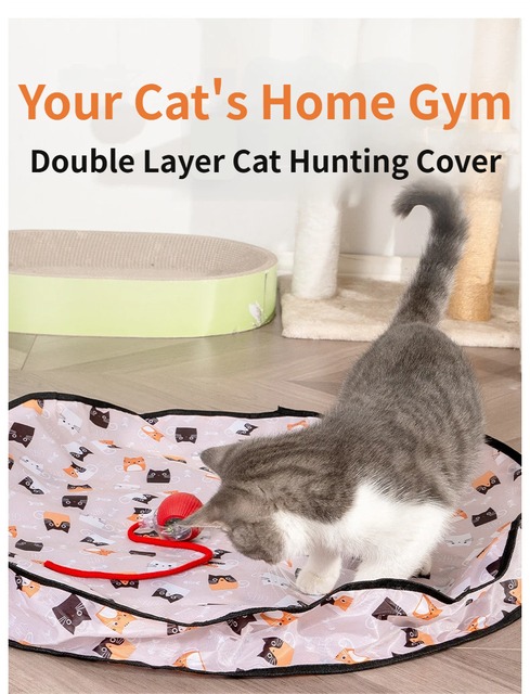 Interactive Hunting Hidden Prey Cat Toy Set - Red Plush Automatic Moving Ball view 2