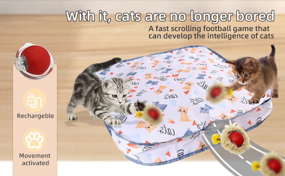 Interactive Hunting Hidden Prey Cat Toy Set - Red Plush Automatic Moving Ball view 5