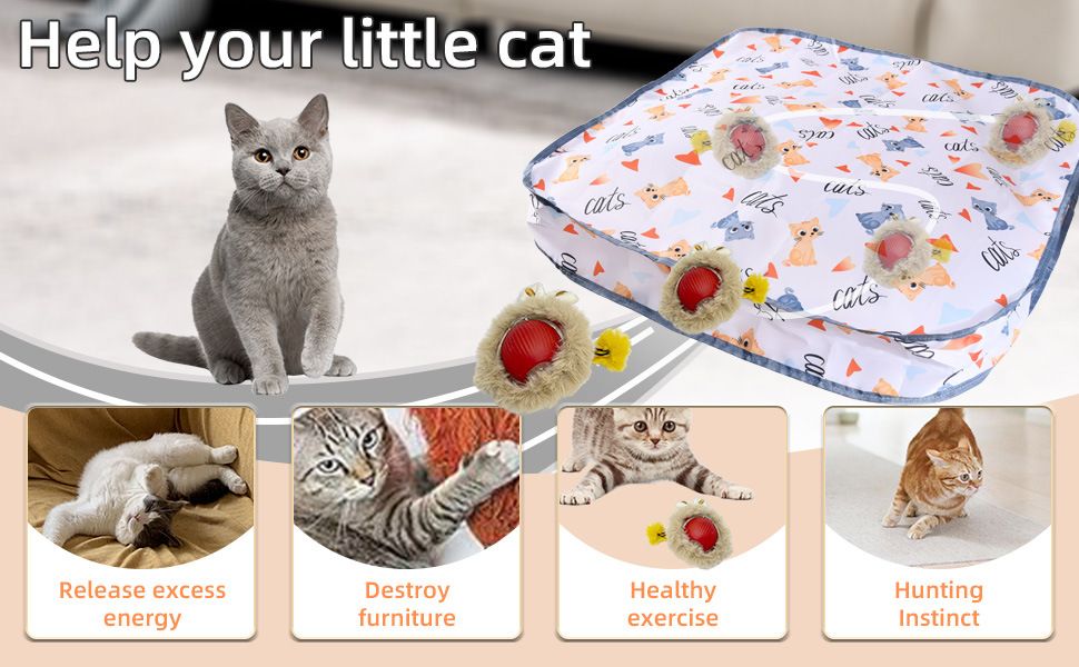 Interactive Hunting Hidden Prey Cat Toy Set - Red Plush Automatic Moving Ball view 7