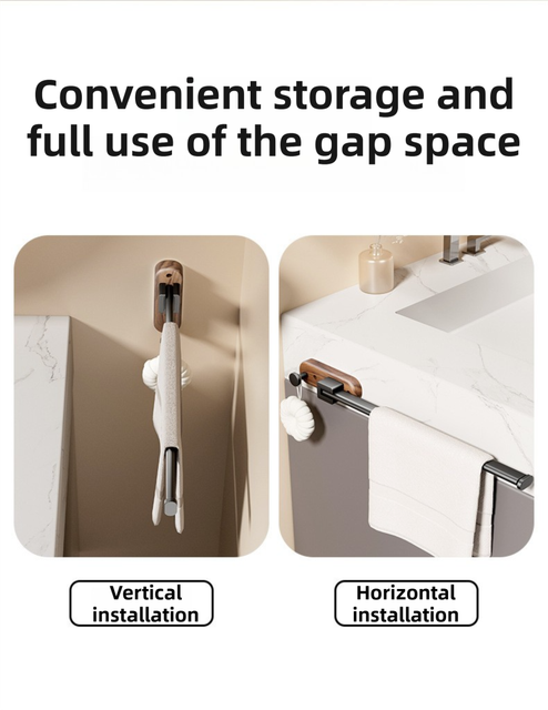 23CM Moisture Aluminum Folding Towel Rack Integrated Bottom Hook - 90° Folding view 4