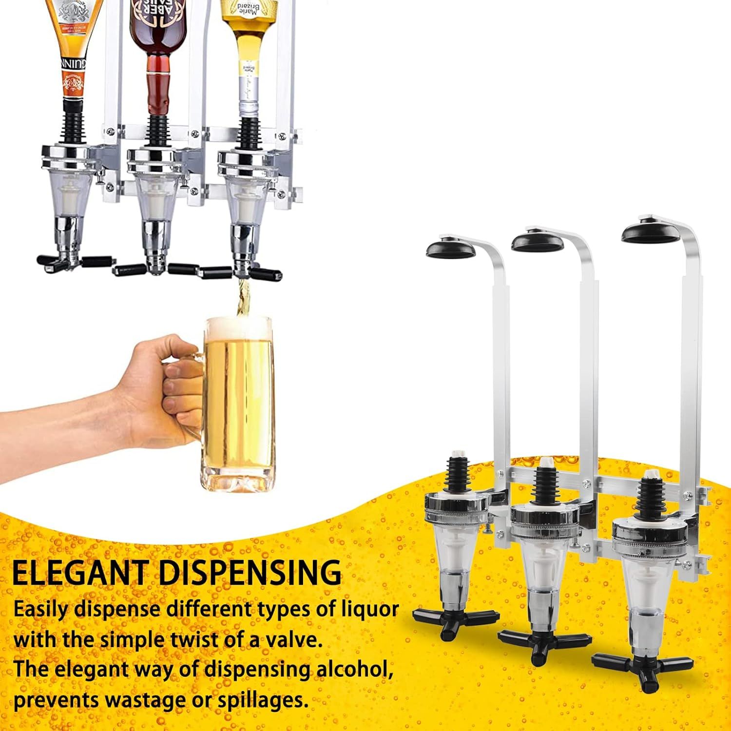 Professional Wall-Mounted Alcohol Tot Dispenser (2 Head) - Heavy Duty view 4