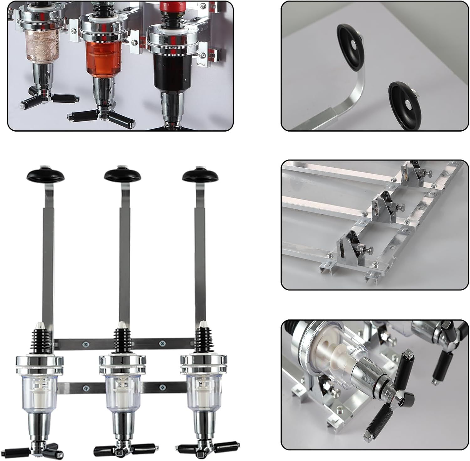 Professional Wall-Mounted Alcohol Tot Dispenser (4 Head) - Heavy Duty view 2