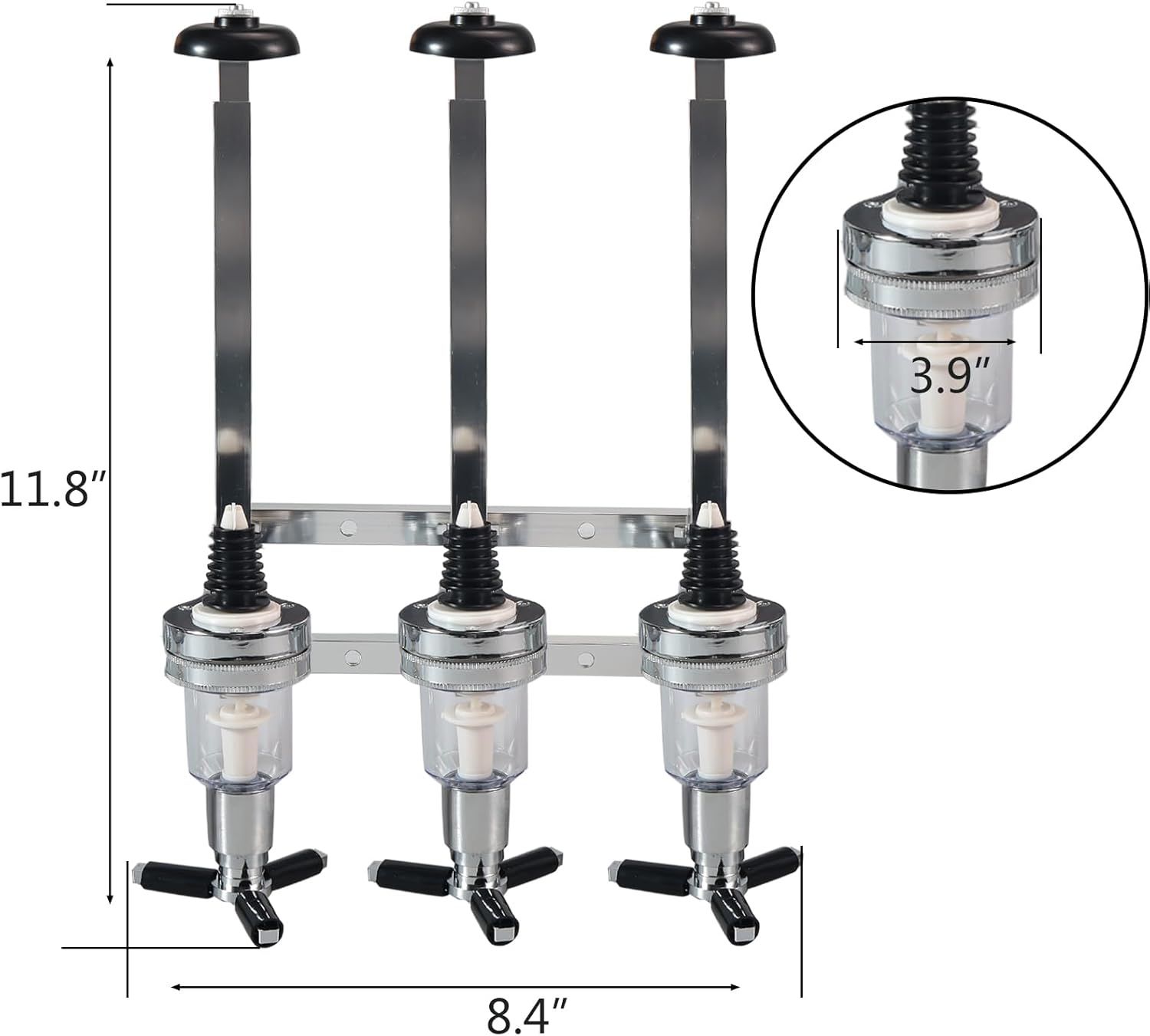 Professional Wall-Mounted Alcohol Tot Dispenser (4 Head) - Heavy Duty view 7