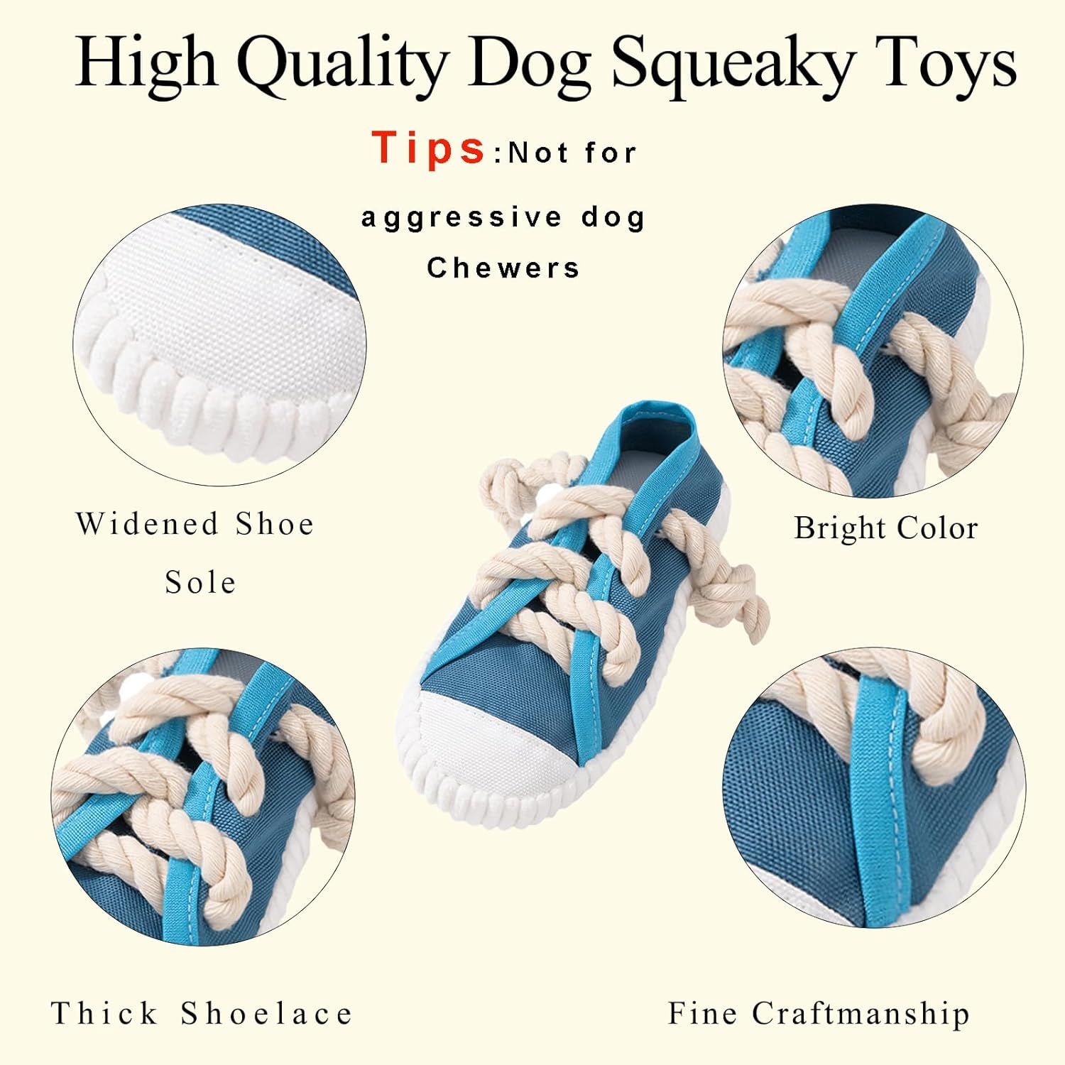 2-Pack Yellow Bite Resistant Slipper Interactive Dog Toy Built in BB Squeaky & view 3