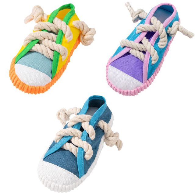3-Pack Bite Resistant Slipper Interactive Dog Toy Built in BB Squeaky & Bell