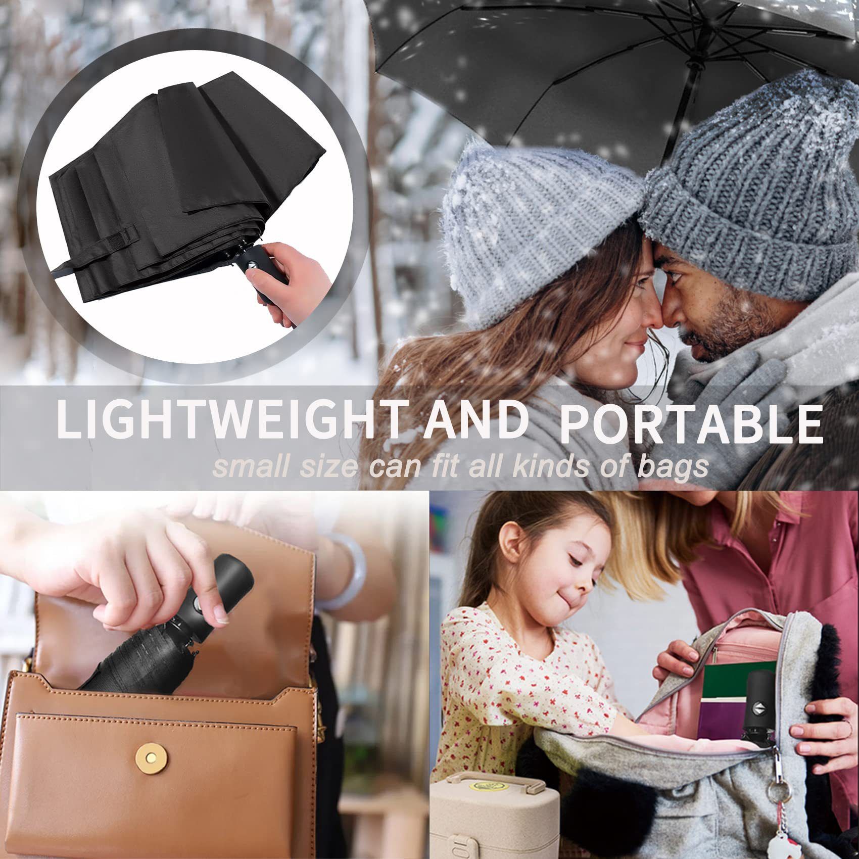 Wine Red 97CM Large Folding Automatic Travel Umbrella with 8 Reinforced view 4